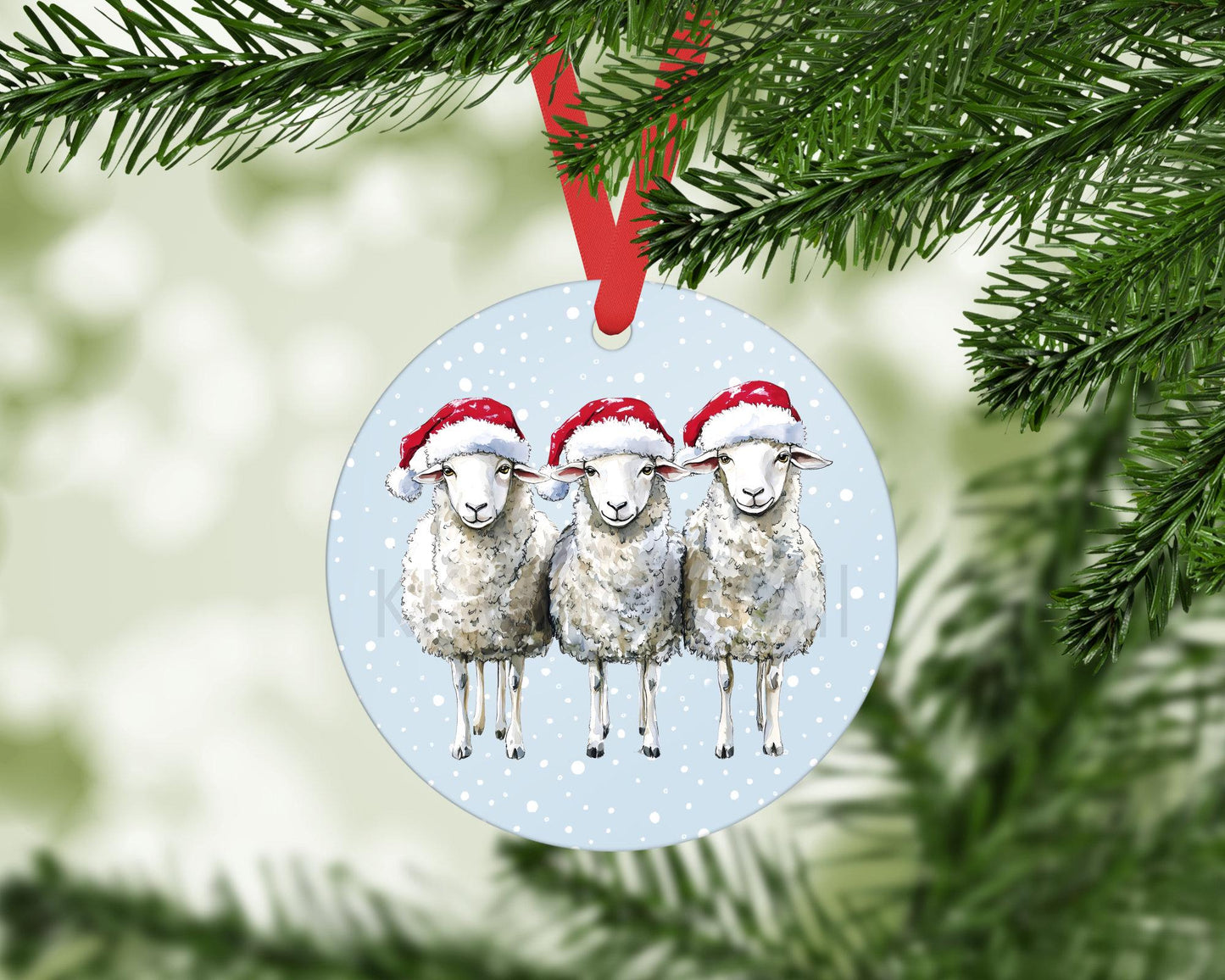 Personalised Sheep Christmas Tree Decoration, Trio Of Sheep Christmas Hanging Ornament