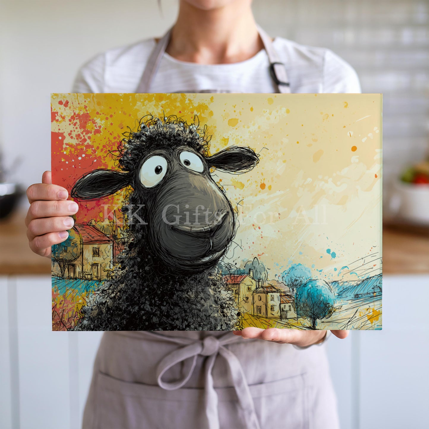 Black Sheep Chopping Board, Glass Work Top Saver, Cutting Board, New Home Gifts, Farmhouse Kitchen Decor