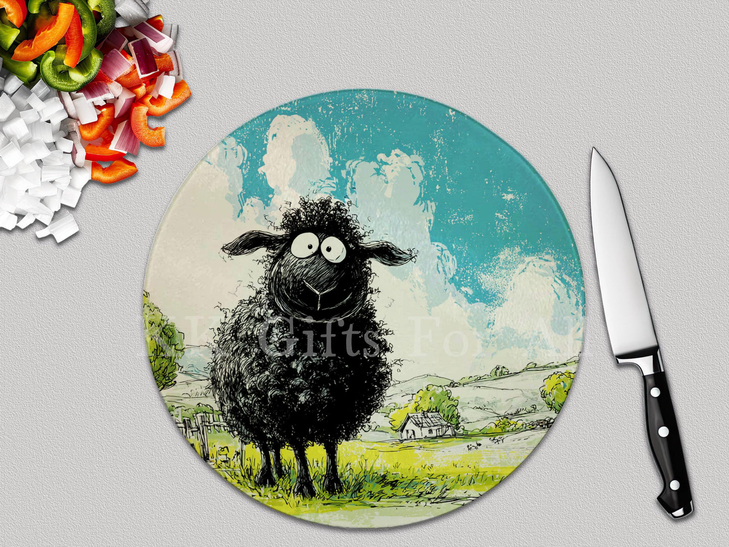 Black Sheep Chopping Board, Glass Work Top Saver, Cutting Board, New Home Gifts, Farmhouse Kitchen Decor