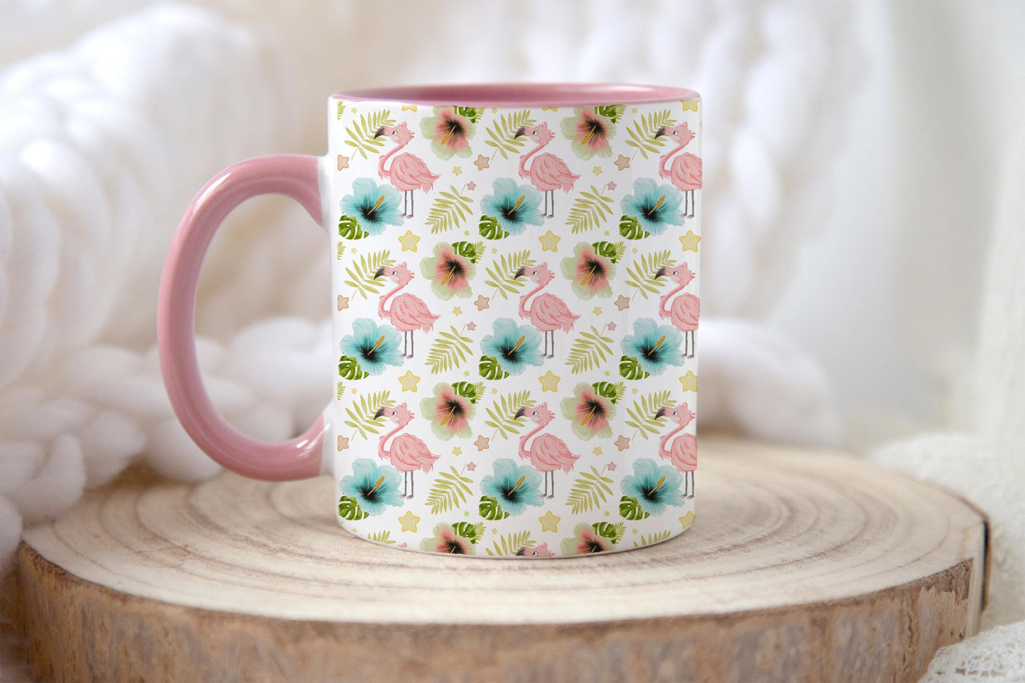 Personalised Flamingo Mug: Summer Floral Tea Coffee Cup