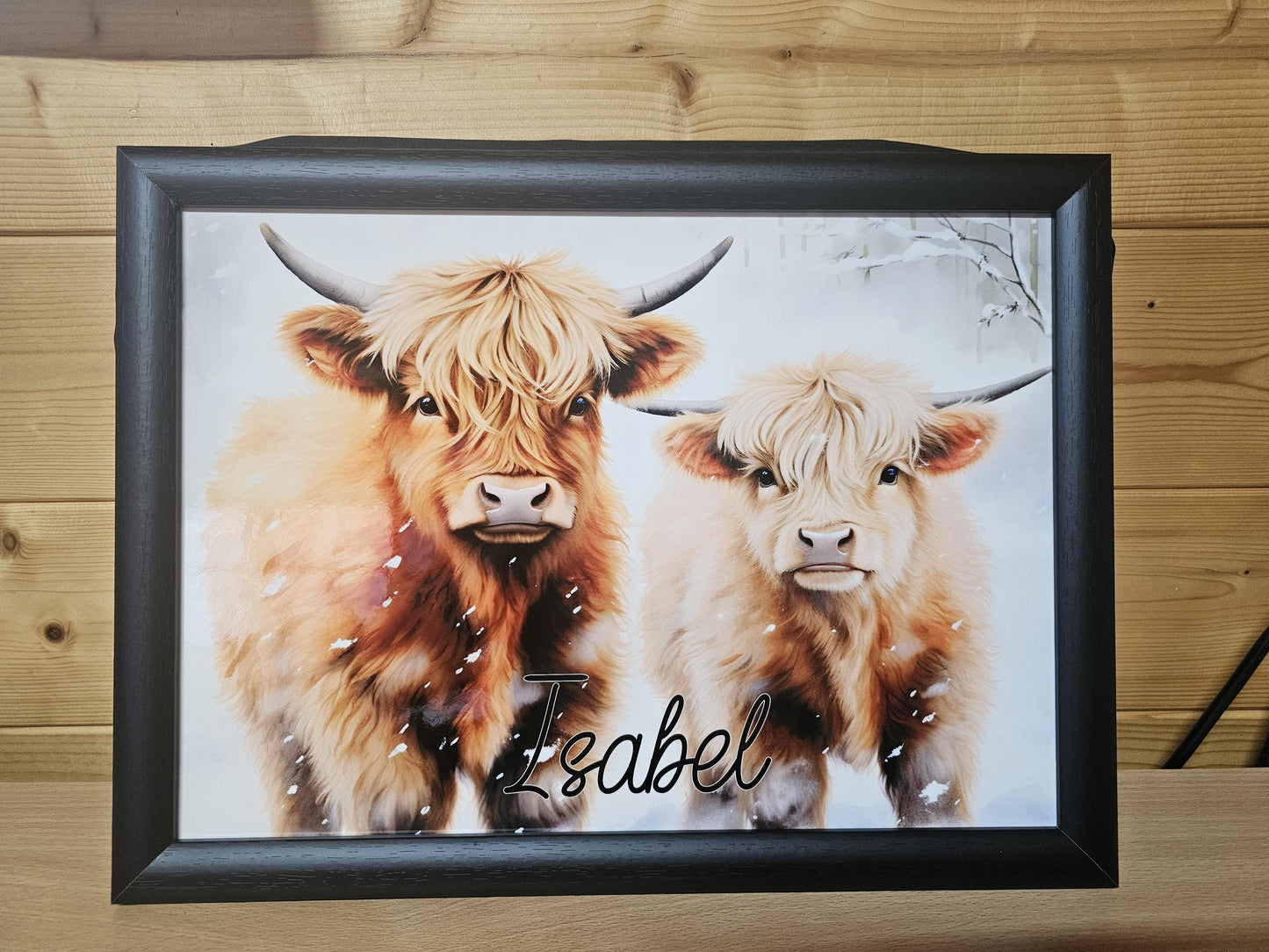 Highland Cows Lap Tray, Personalised Highland Cow Gifts, Winter Highland Cow Gifts