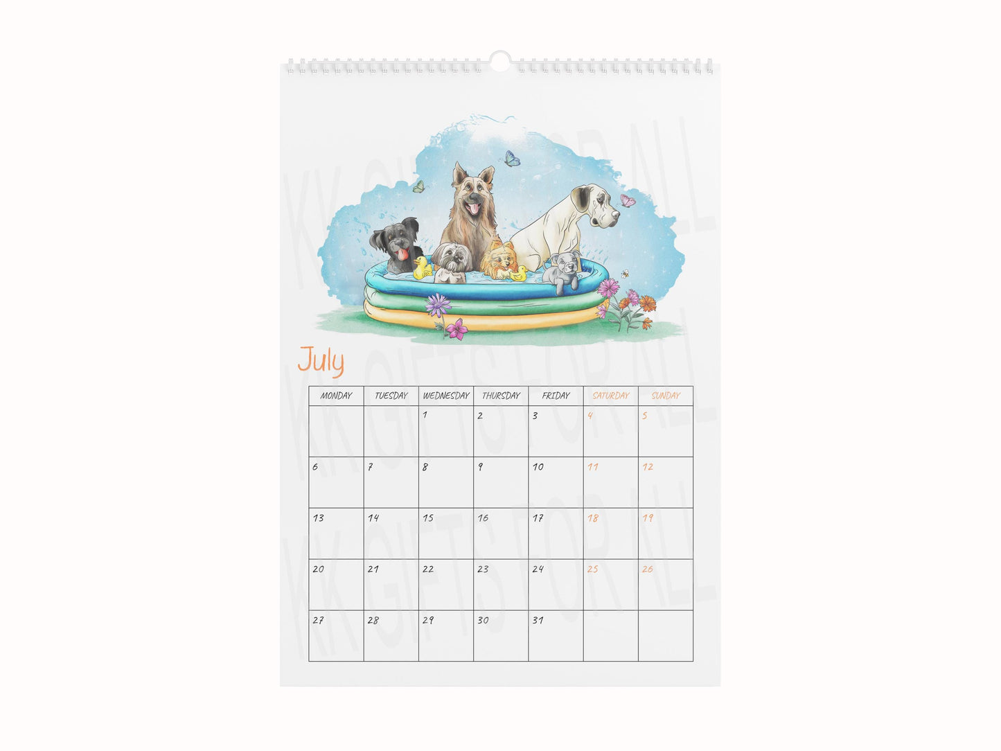 2026 Dog Wall Calendar: Happy Hounds A4 Portrait