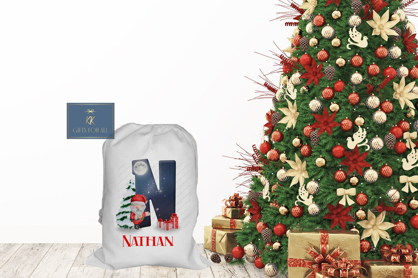 Personalised Christmas Santa Sack, Personalised Father Christmas Bag, Large Sack, Christmas Gifts For Kids, Name & Initial