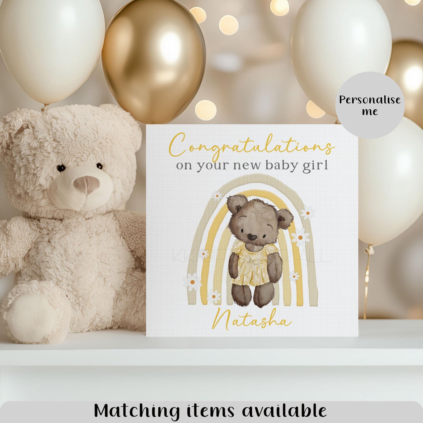 Personalised Baby Girl Card, New Baby Girl Card, Congratulations Baby Girl