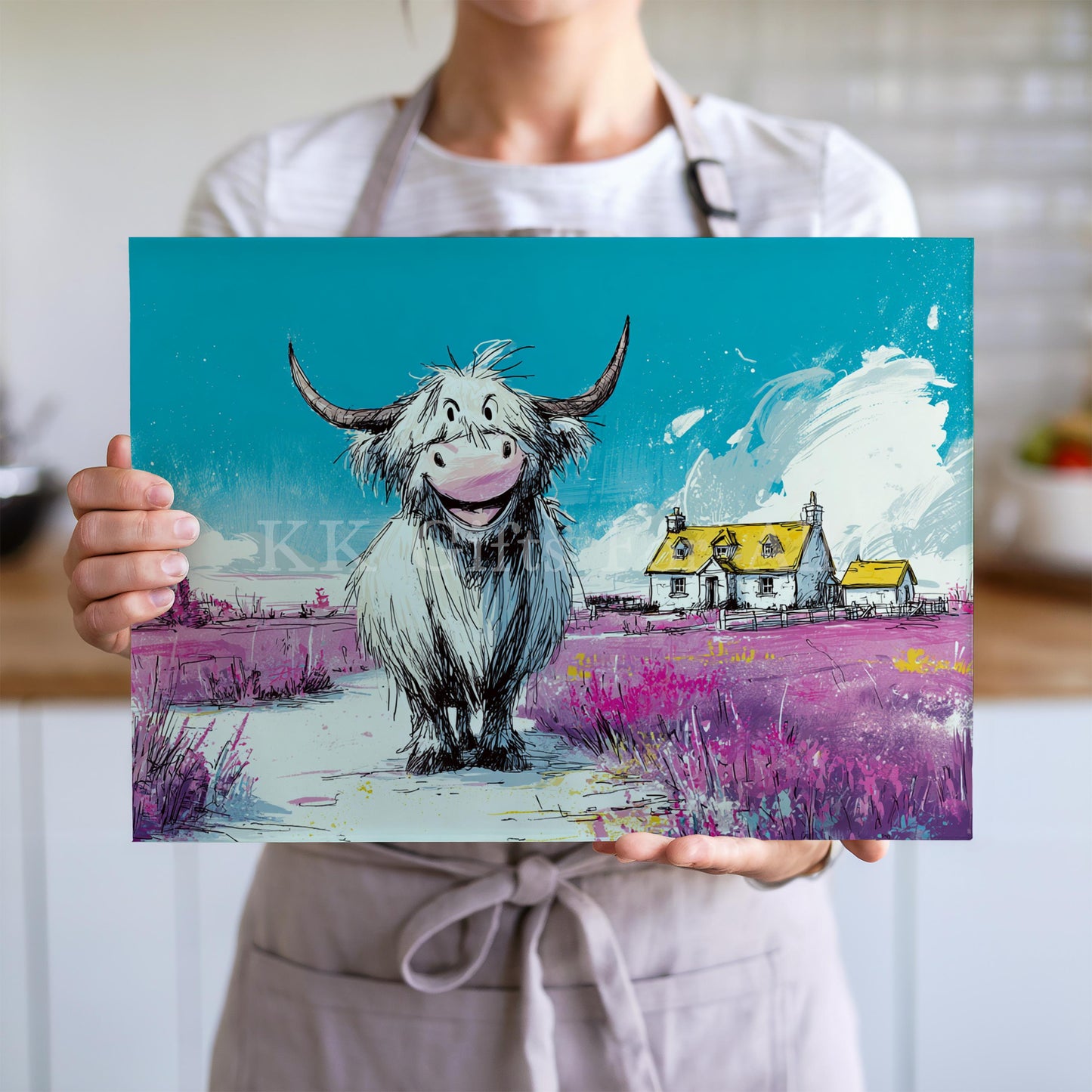 Highland Cow Chopping Board, Glass Work Top Saver, Cutting Board, New Home Gifts, Farmhouse Kitchen Decor