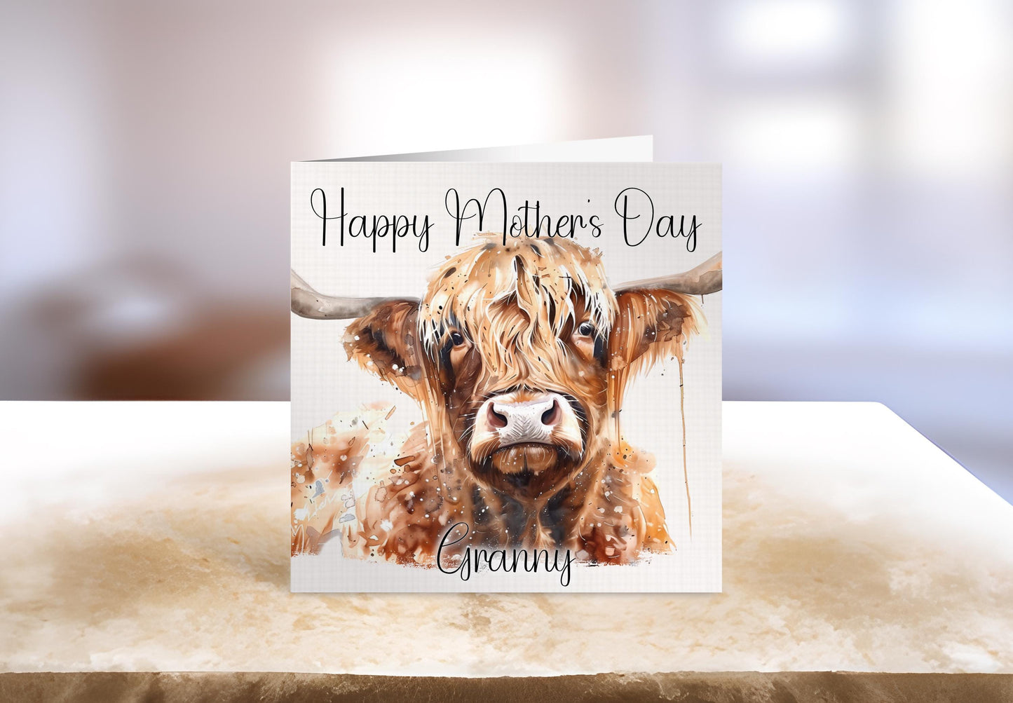 Highland Cow Mother's Day Card, Personalise Mother's Day Card, Card For Mum Granny Nan
