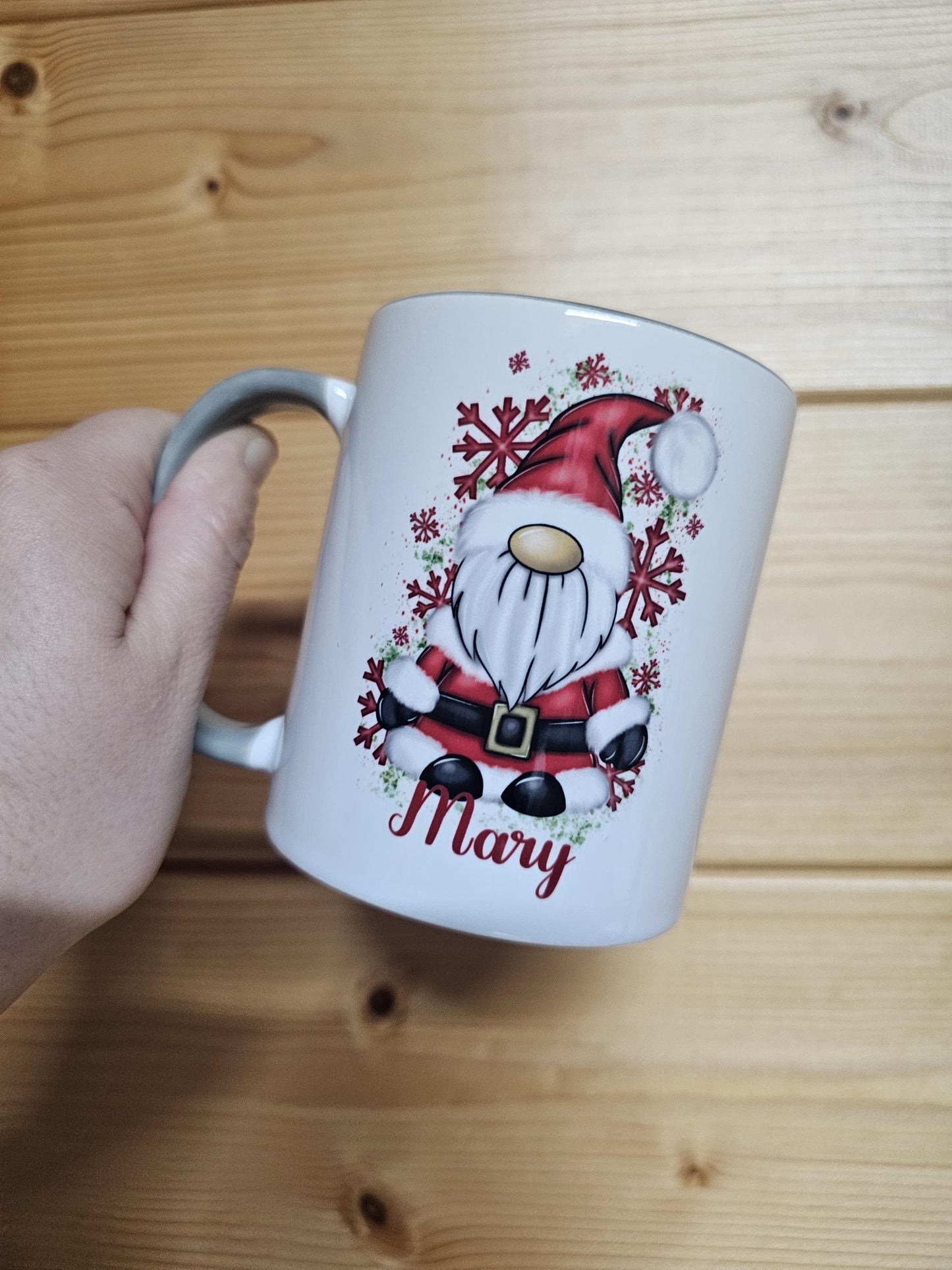 Personalised Santa Grey Mug, Christmas Cocoa Mug, Xmas Movie Mug