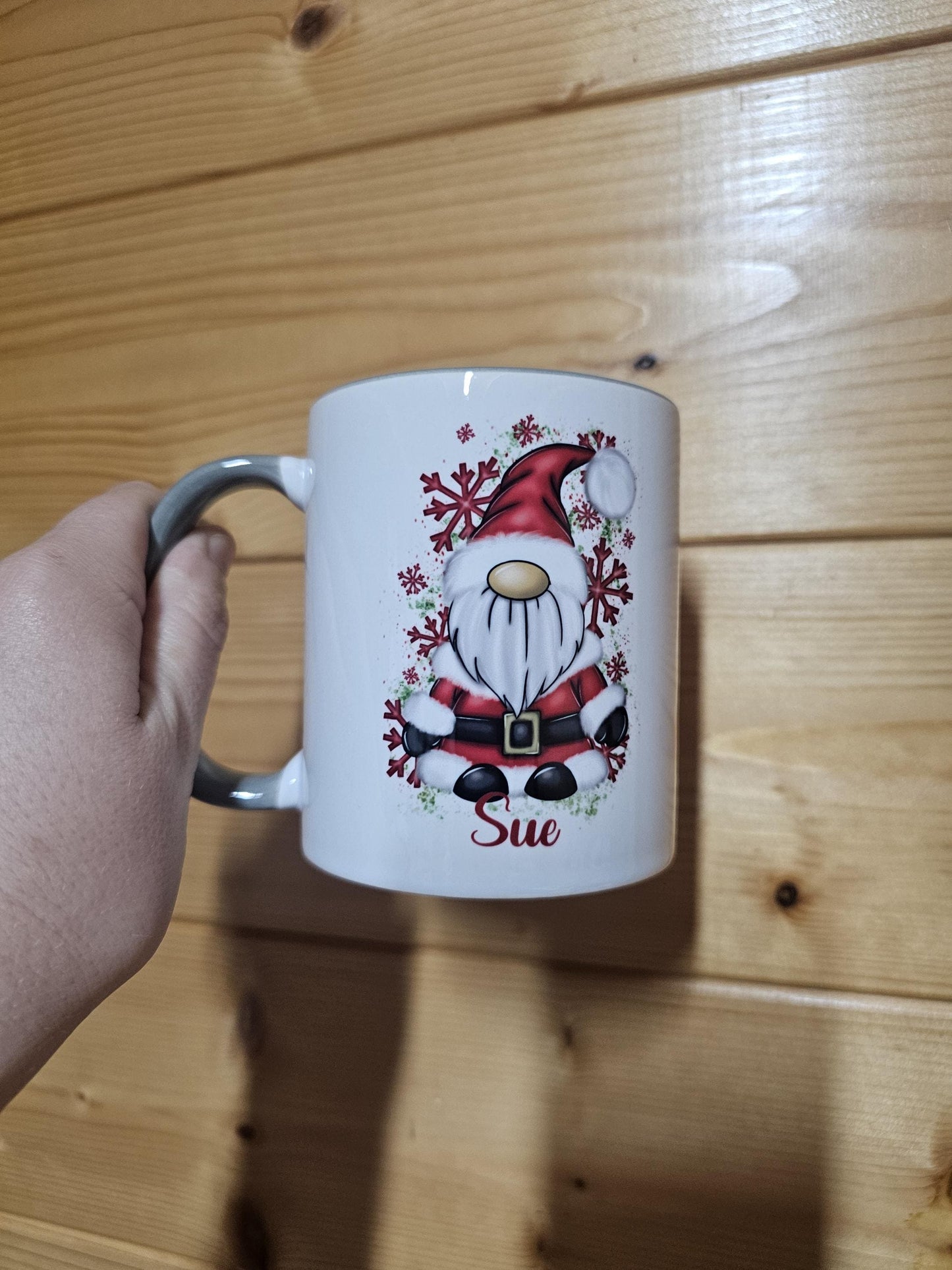 Personalised Santa Grey Mug, Christmas Cocoa Mug, Xmas Movie Mug