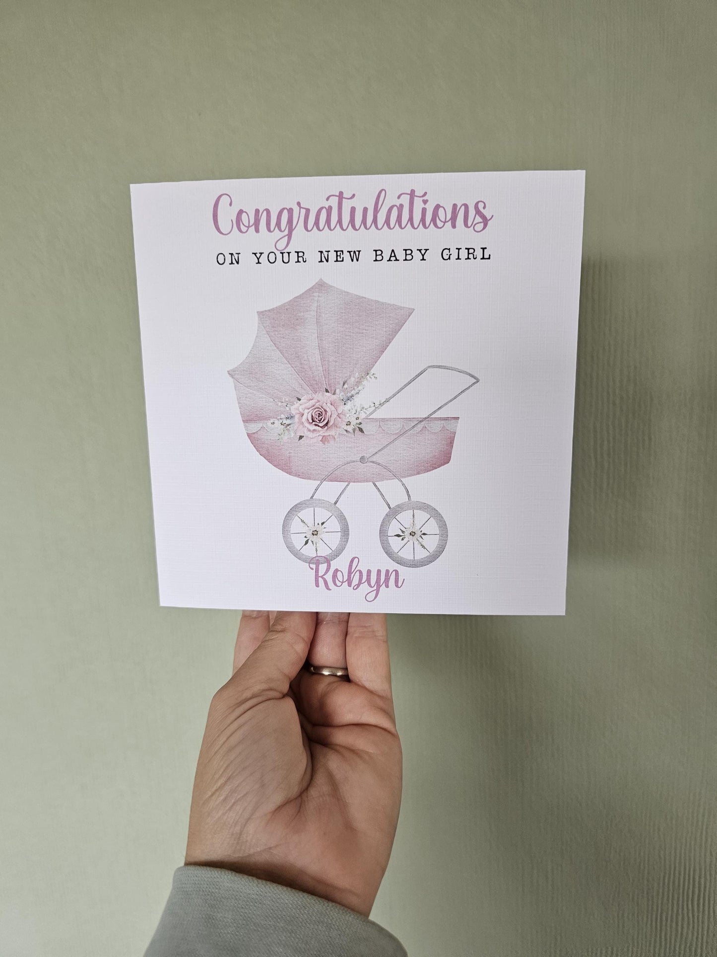 Personalised Baby Girl Card, New Baby Girl Card, Congratulations Baby Girl