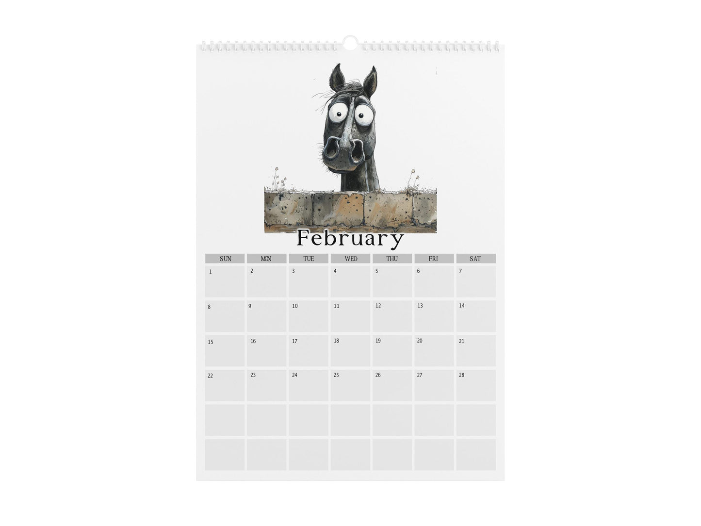 Funny Peeking Horse 2026 Wall Calendar, Whimsical Home & Office Decor, A4 Monthly Planner