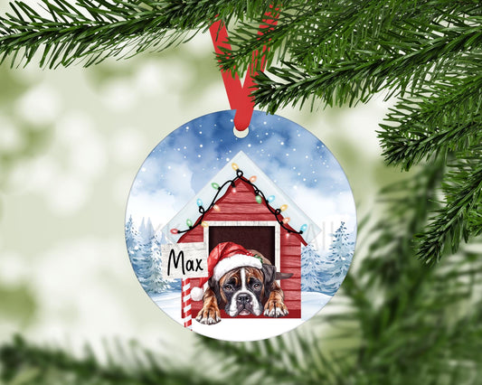 Personalised Christmas Boxer Dog Tree Decoration,Boxer Metal Christmas Hanging Ornament