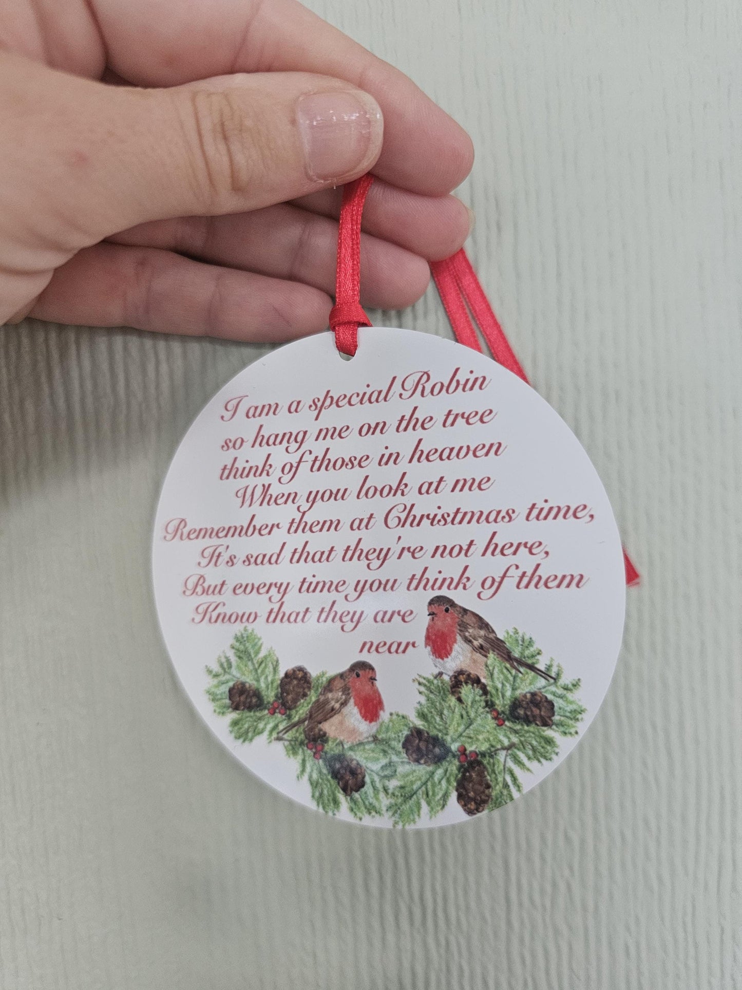 Memorial Robin Christmas Tree Decoration, Christmas Hanging Ornament, Metal Tree Decoration