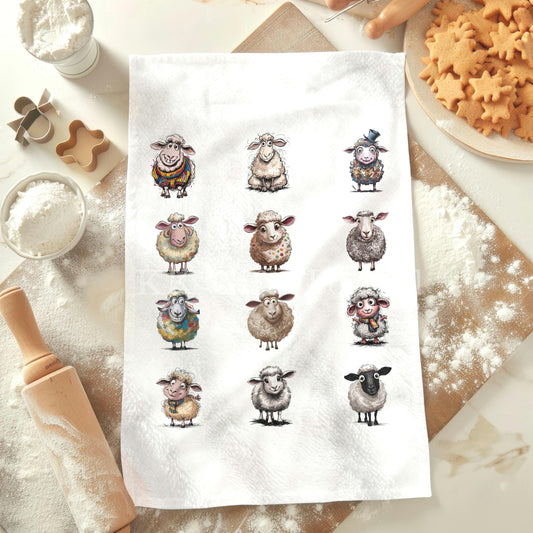 Funny Sheep Tea Towel, Farm House Kitchen Towel, Quirky Sheep Lover Gift