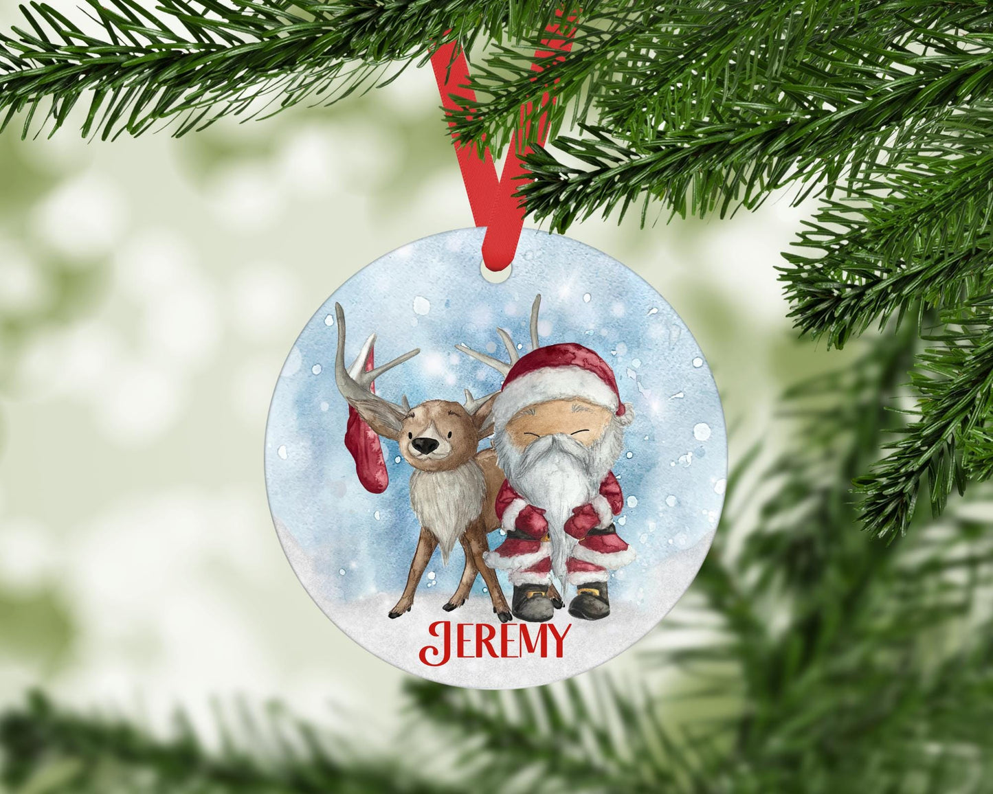 Personalised Christmas Tree Decoration, Children's Santa Christmas Hanging Ornament, Father Christmas Decor