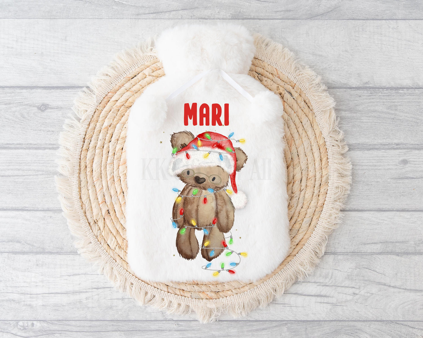Christmas Hot Water Bottle, Personslised Christmas Bear Hot Water Bottle Gifts