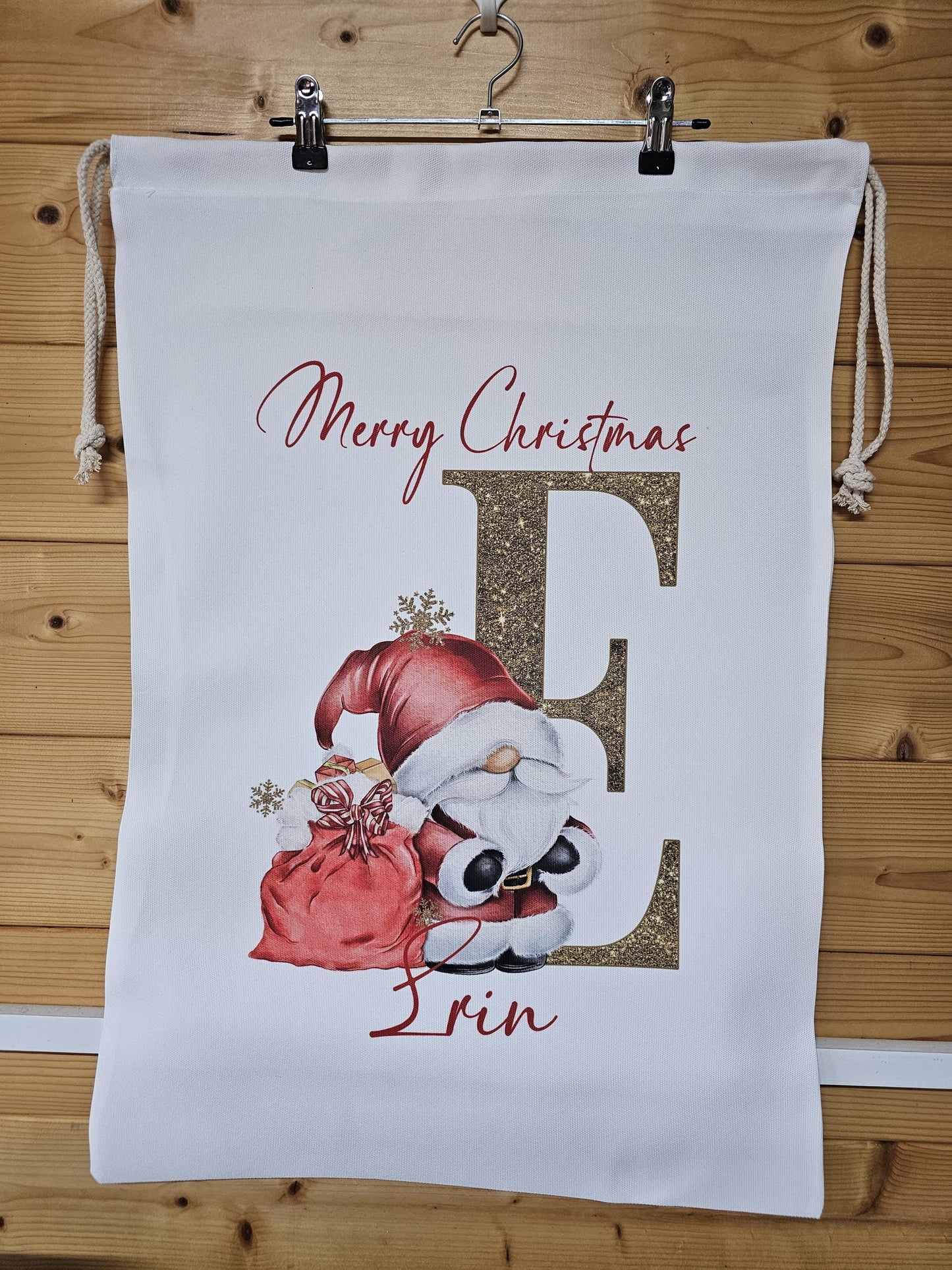 Christmas Gonk Santa Sack, Personalised Christmas Sack, Father Christmas Sack for Gonk Gnome Lovers