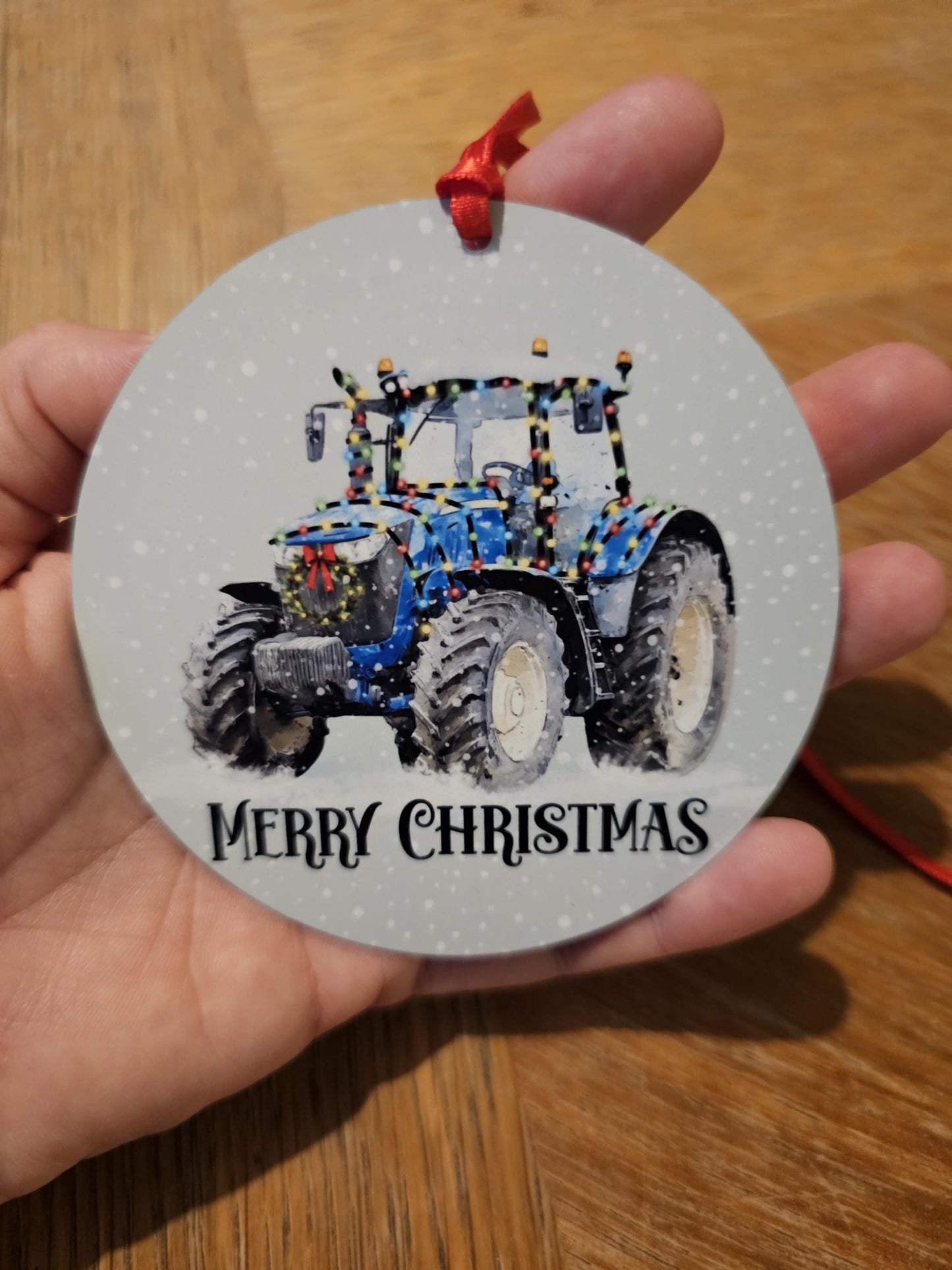 Personalised Christmas Tractor Decoration, Tractor Christmas Hanging Ornament