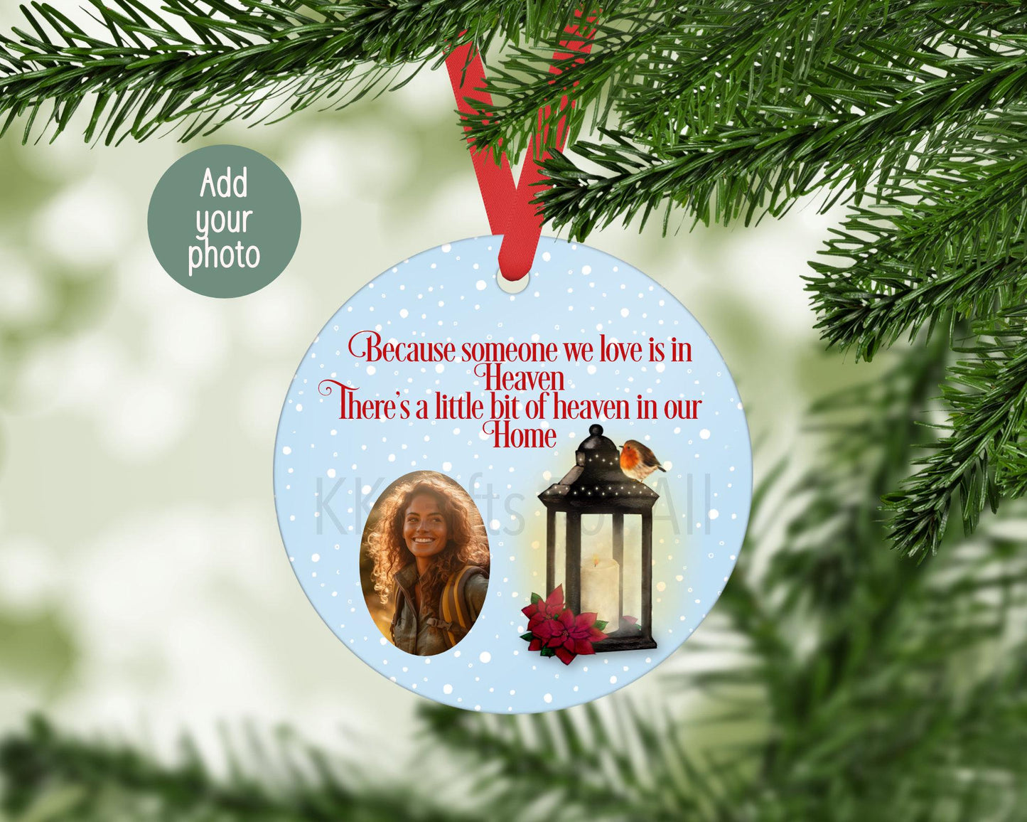Personalised Memorial Christmas Ornament, Custom Photo Tree Decoration
