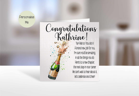 Personalised Card, New Job Card, Congratulations Greetings Card