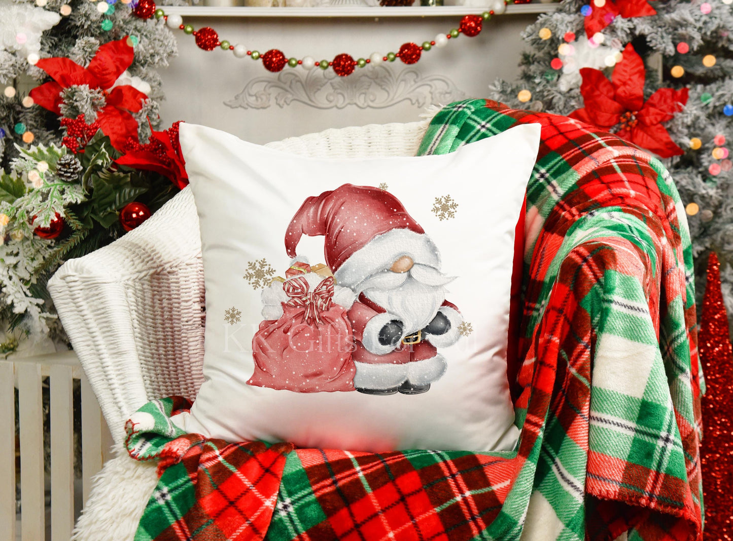 Santa Gonk Cushion, Personalised Gift For Gonk Lover, Christmas Gonk Gnome Home Decor Cushion