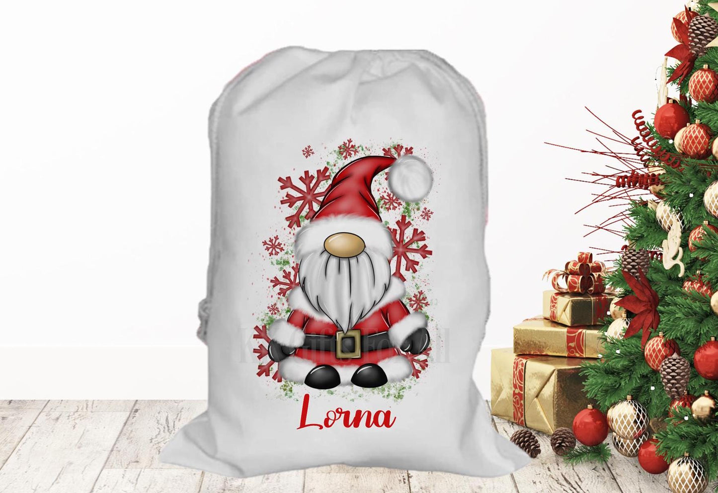 Personalised Father Christmas Gonk Santa Sack, Large Christmas Sack, Christmas Present Bag