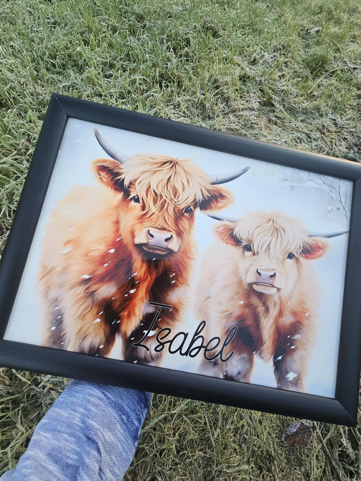 Highland Cows Lap Tray, Personalised Highland Cow Gifts, Winter Highland Cow Gifts