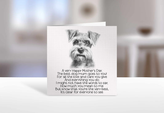 Miniature Schnauzer Dog Mum Card, Miniature Schnauzer Poem Card From The Dog, Mother's Day Card From Dog