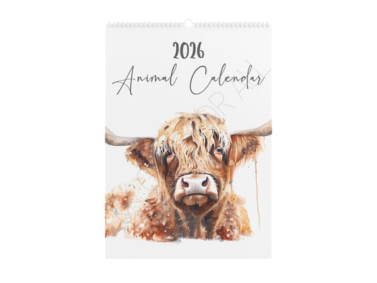 2026 Animal Portrait Calendar, Farm & Wildlife, A4 Wall Decor