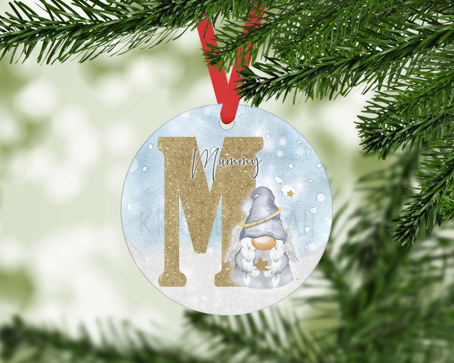 Personalized Memorial Christmas Ornament: Angel Gonk Gnome Decoration