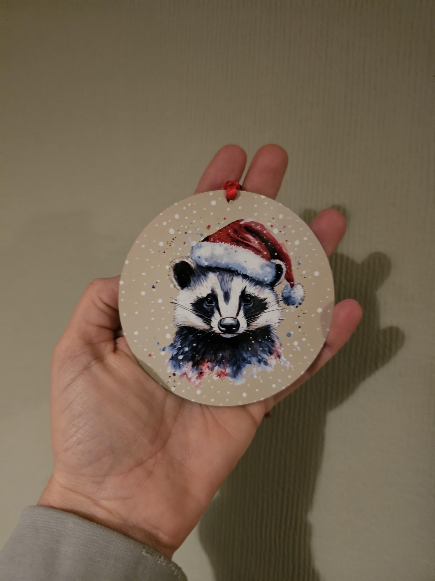 Personalised Christmas Tree Decoration, Badger Christmas Hanging Ornament