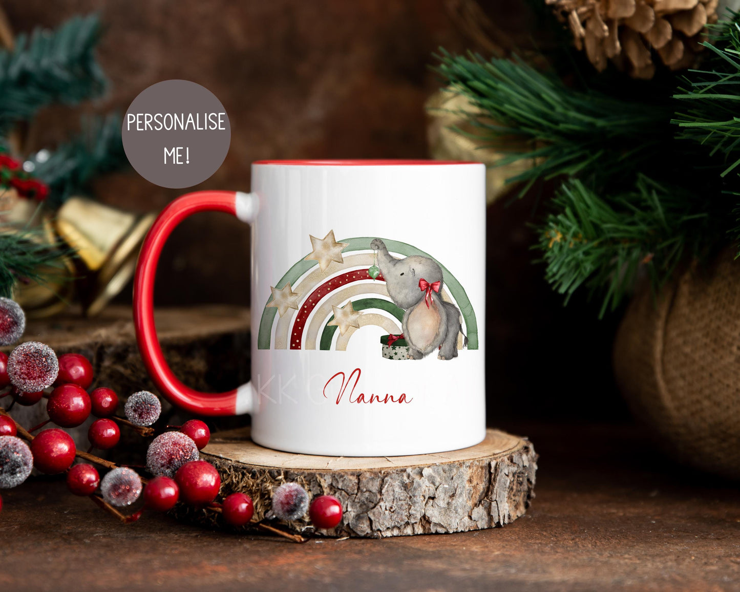 Christmas Elephant Rainbow Mug - Children's Christmas Mug