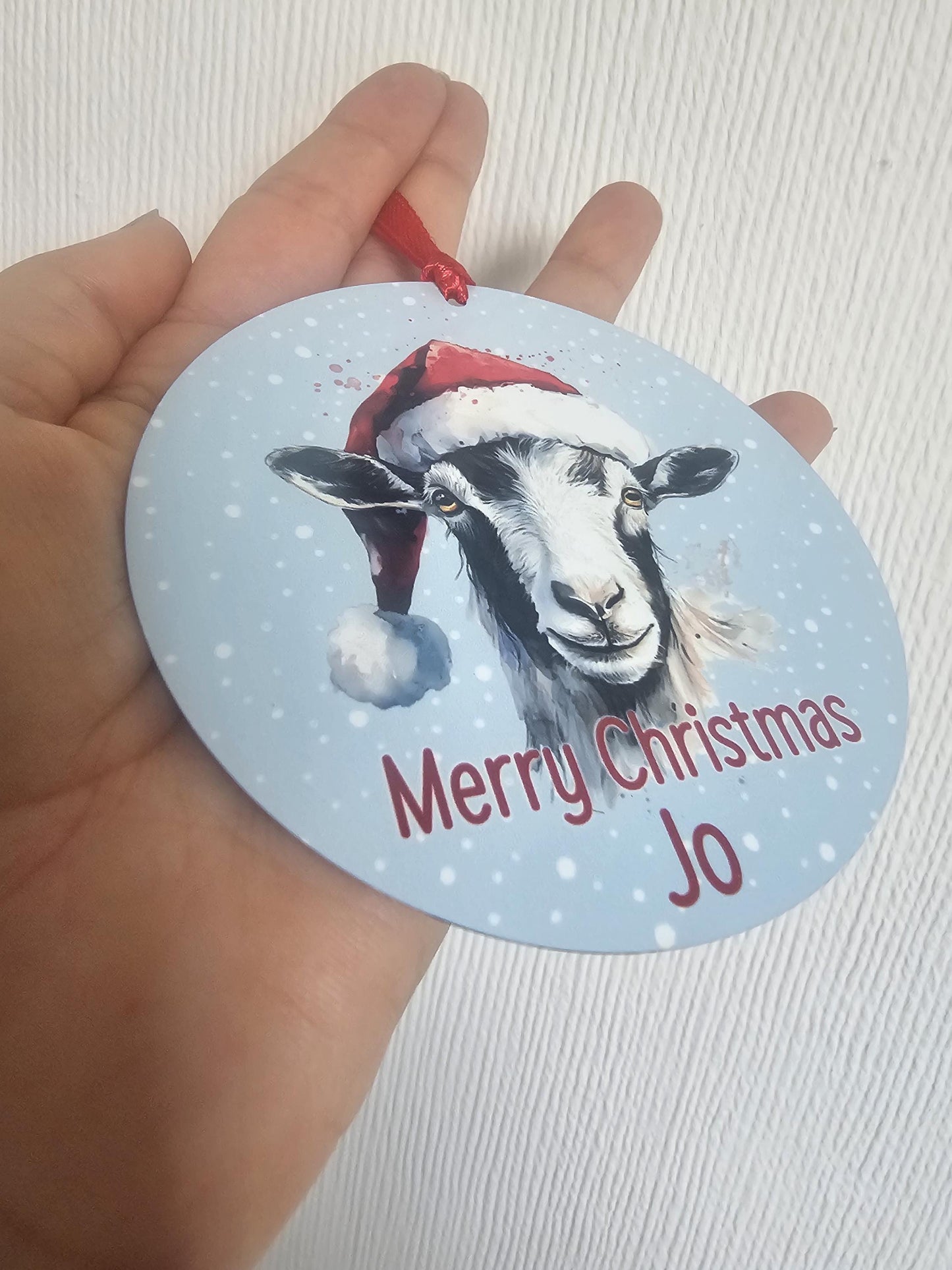 Personalised Goat Christmas Tree Decoration, Goat Christmas Hanging Ornament
