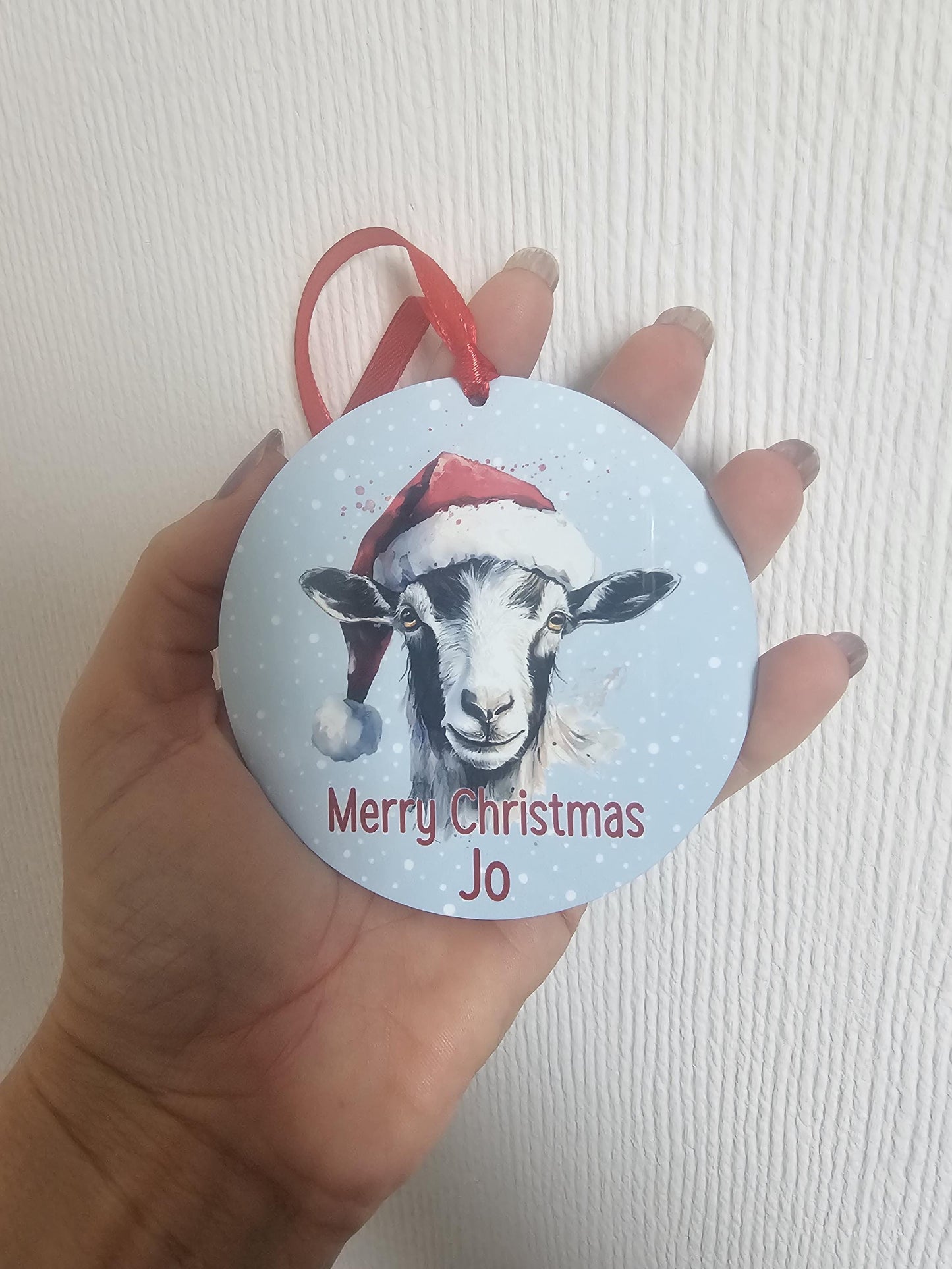 Personalised Goat Christmas Tree Decoration, Goat Christmas Hanging Ornament