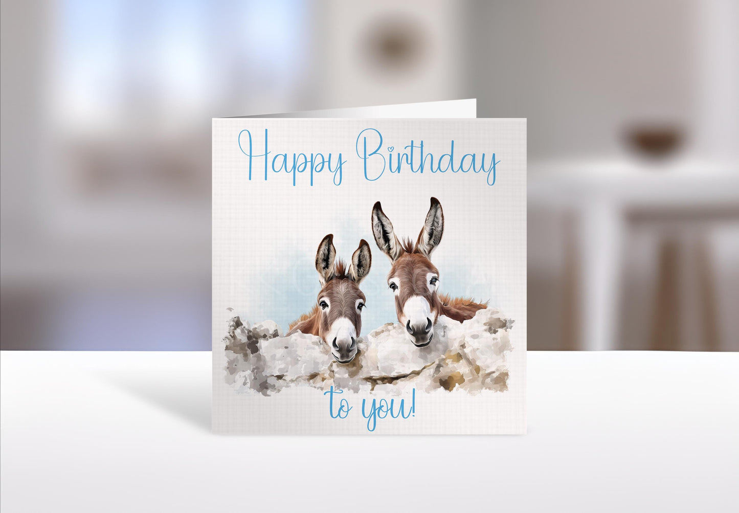 Personalised Donkey Card - Brown Donkey Birthday Card | Custom Name & Linen Texture