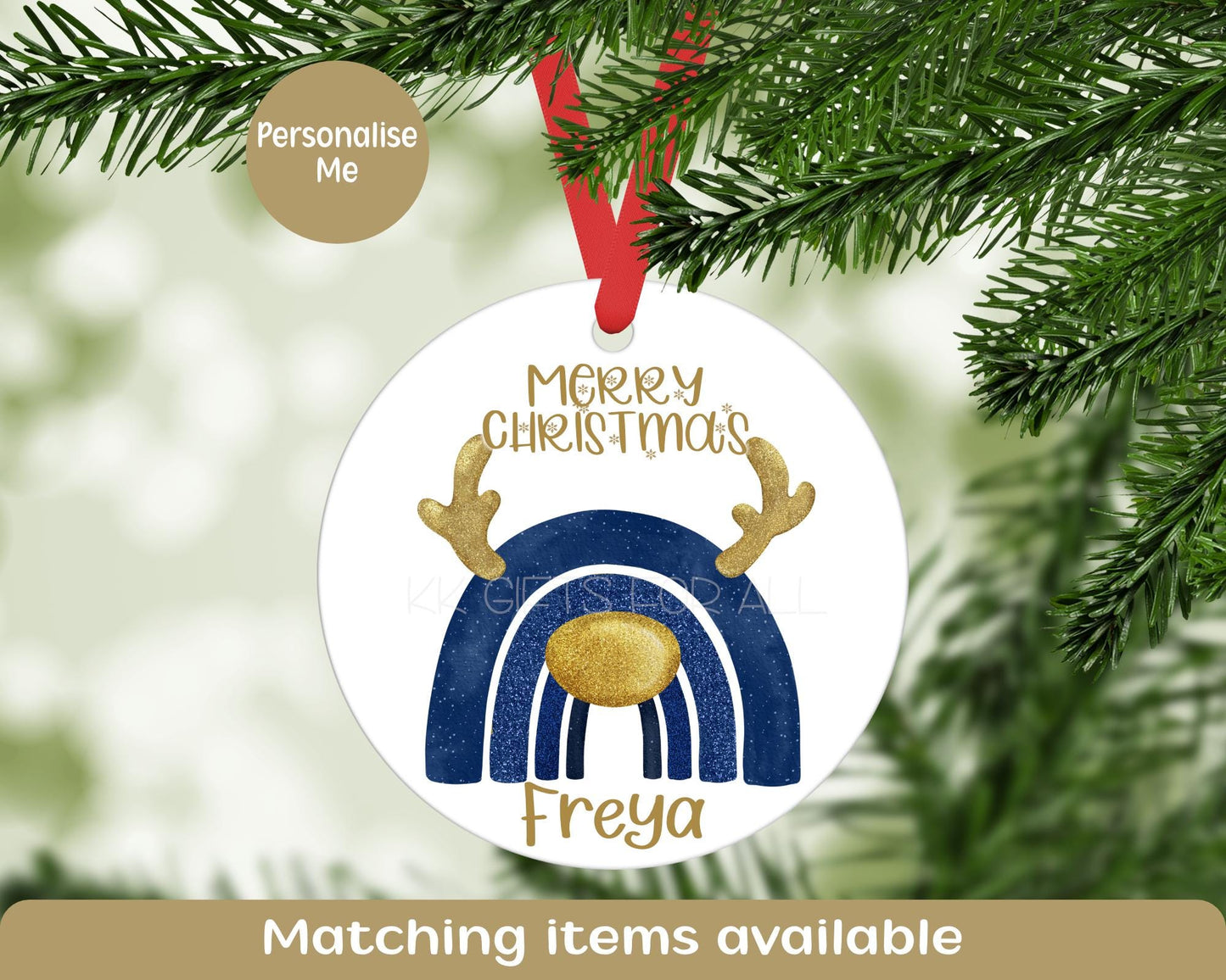 Personalized Rainbow Christmas Tree Ornament: Family Keepsake