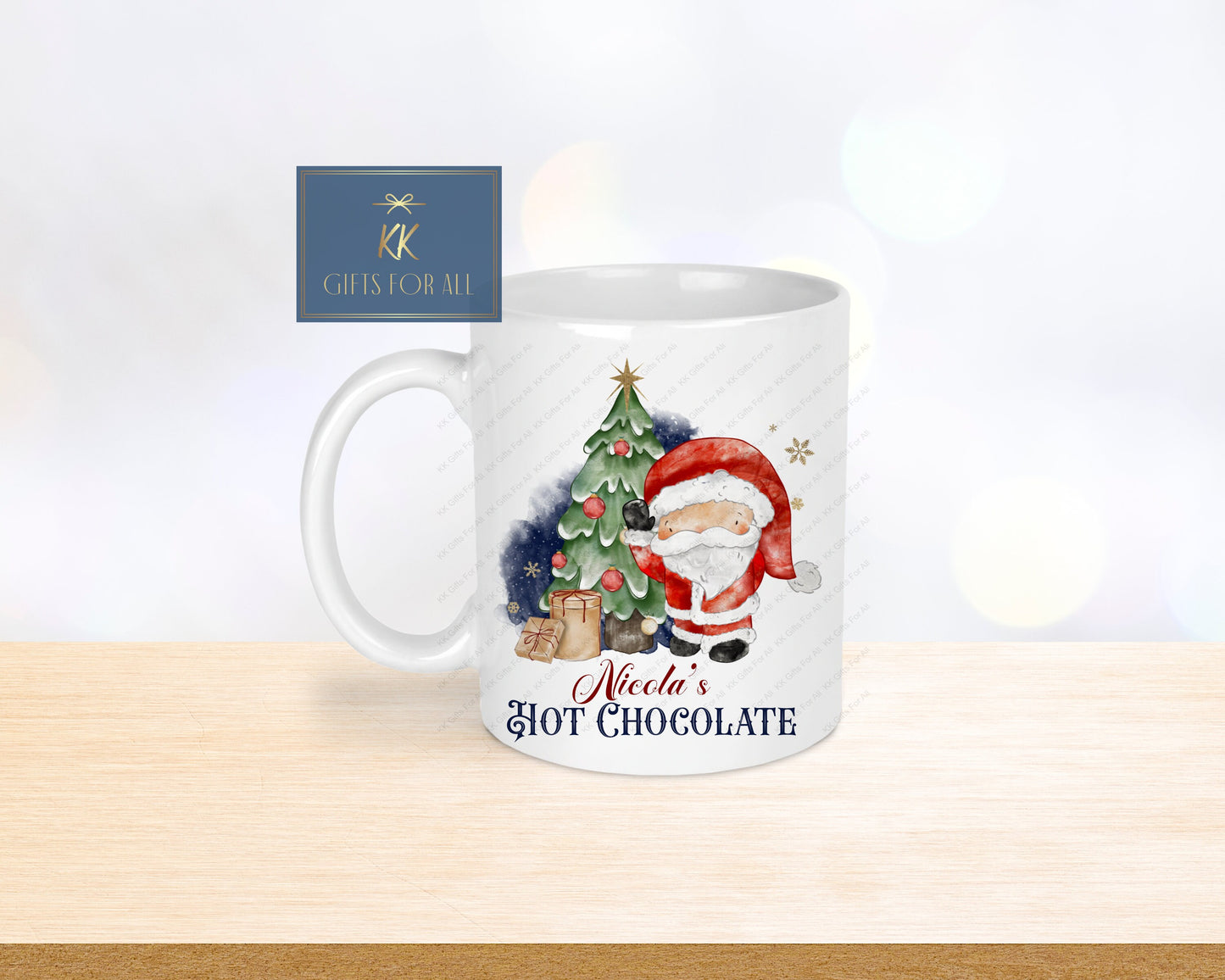 Personalised Christmas Hot Chocolate Mug & Coaster, Santa Hot Chocolate, Christmas Cocoa Mug, Family Movie Mugs