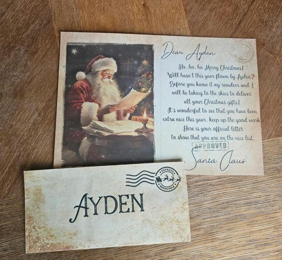 Personalised Santa Letter & Nice List Certificate: Vintage Style Christmas Keepsake