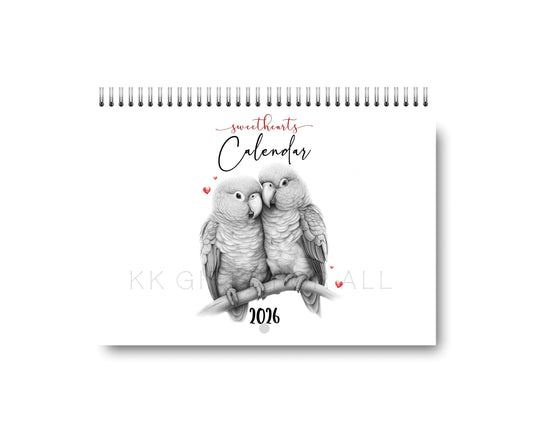 2026 Sweetheart Calendar, Sketch Love Animal 2026 Calendar, Cute Animal Wall Calendar, Christmas Gifts