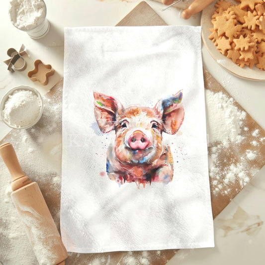 Pig Tea Towel, Personalised Kitchen Towel,  Pig Home Decor