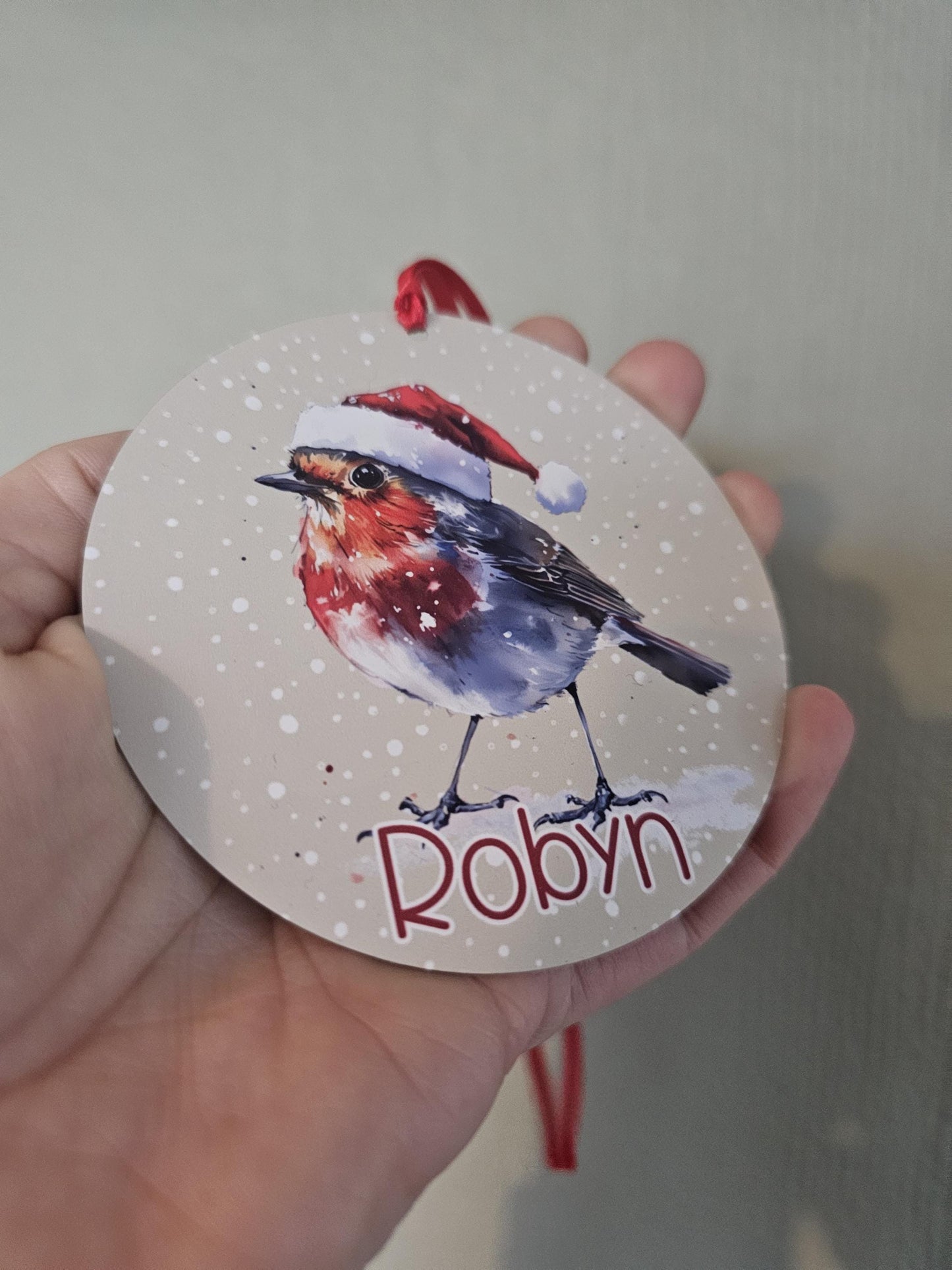 Personalised Christmas Tree Decoration, Robin Christmas Hanging Ornament