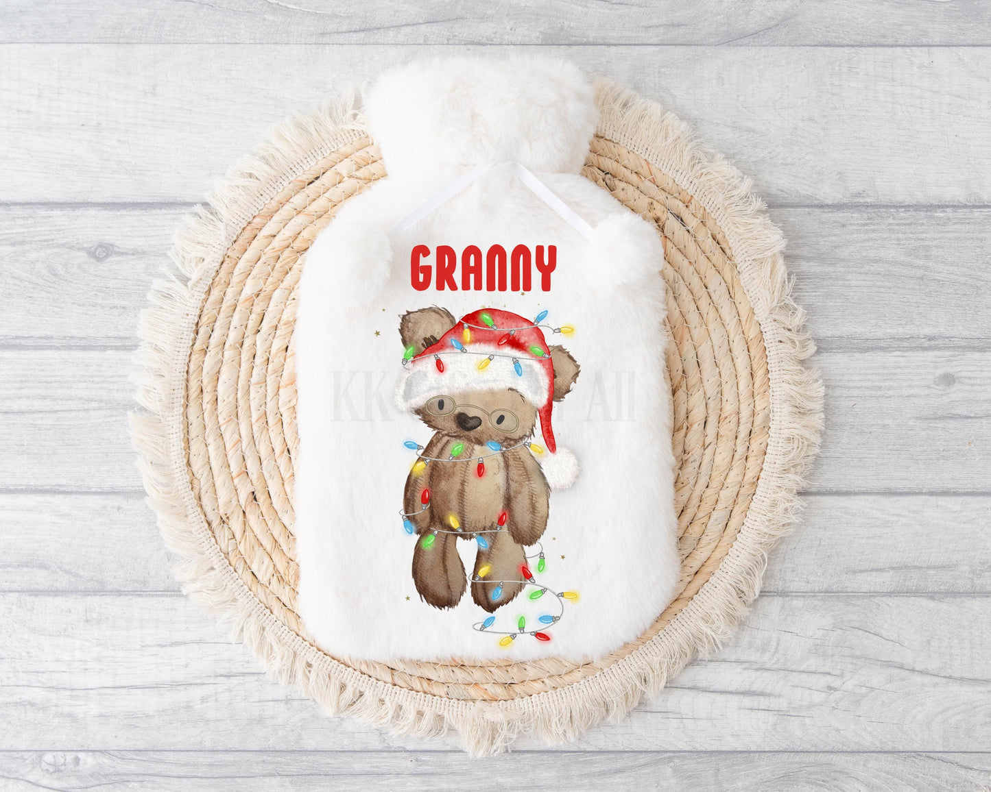 Christmas Hot Water Bottle, Personslised Christmas Bear Hot Water Bottle Gifts