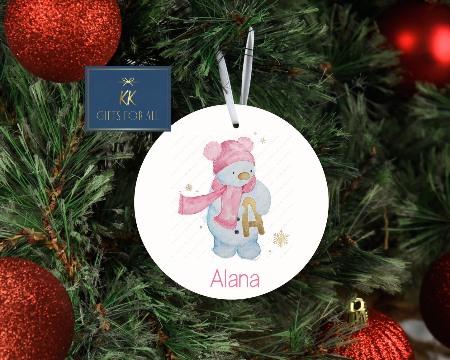 Personalised Christmas Tree Decoration, Christmas Hanging Ornament, Metal Tree Decoration, Snowman Tree Ornament, Xmas Hanging Decoration