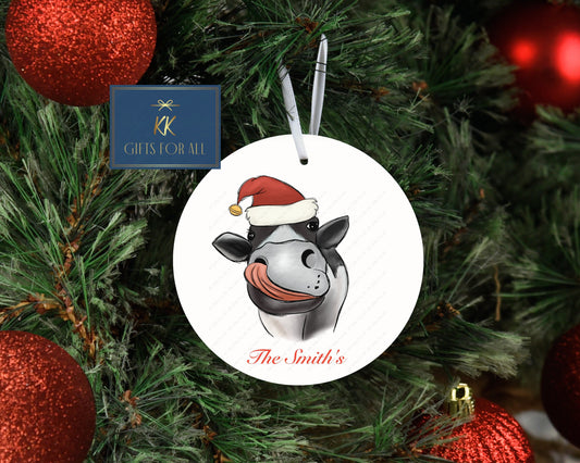 Personalised Christmas Tree Decoration, Christmas Hanging Ornament, Metal Tree Decoration, Cow Tree Decoration,Custom Cow Christmas Ornament