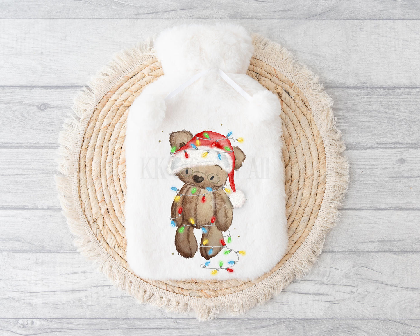 Christmas Hot Water Bottle, Personslised Christmas Bear Hot Water Bottle Gifts