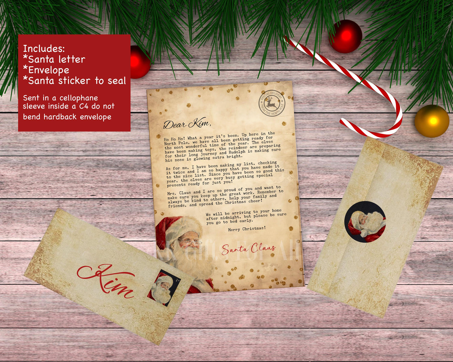 Personalised Santa Letter & Nice List Certificate: Traditional Style Christmas Santa Letter