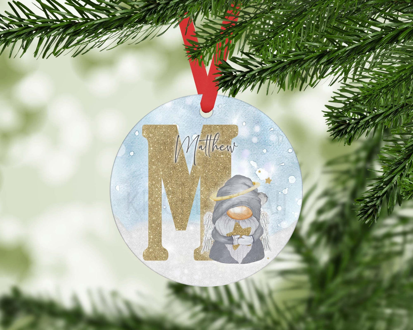 Personalized Memorial Christmas Ornament: Angel Gonk Design