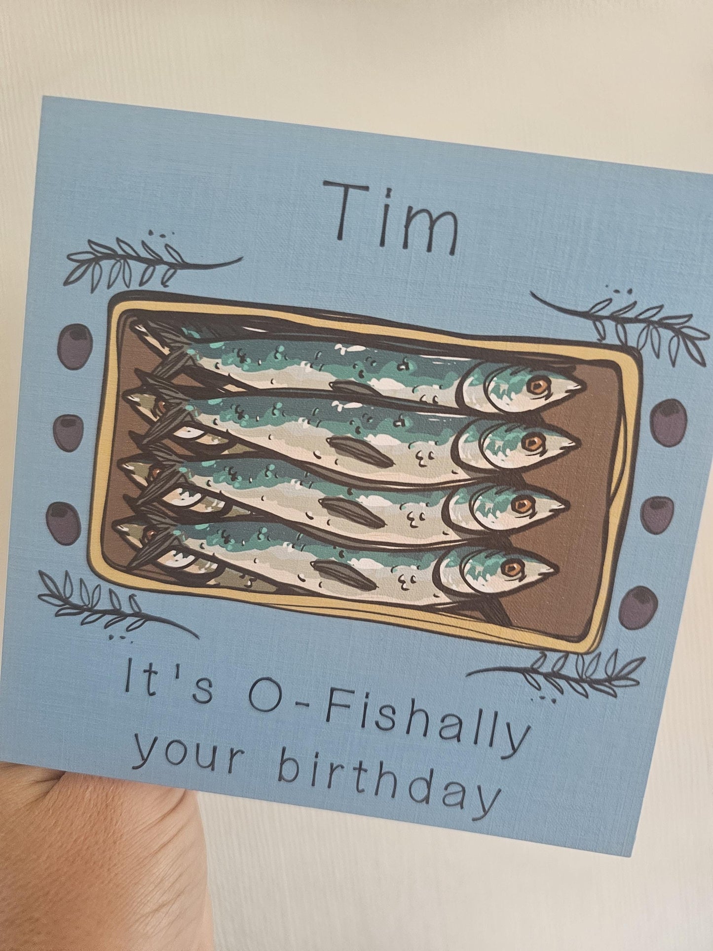 Personalised Sardine Birthday Card: O-Fishally Your Birthday