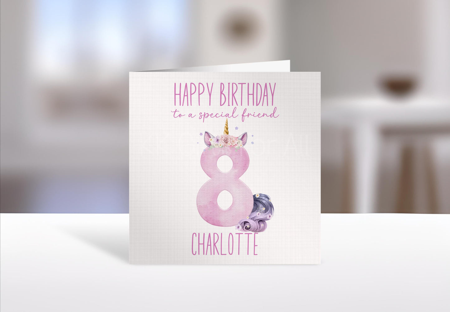 Personalised Unicorn Birthday Card, Birthday Card For Little Girl, Unicorn Age Card, 1st 2nd 3rd 4th 5th 6th 7th 8th 9th Birthday