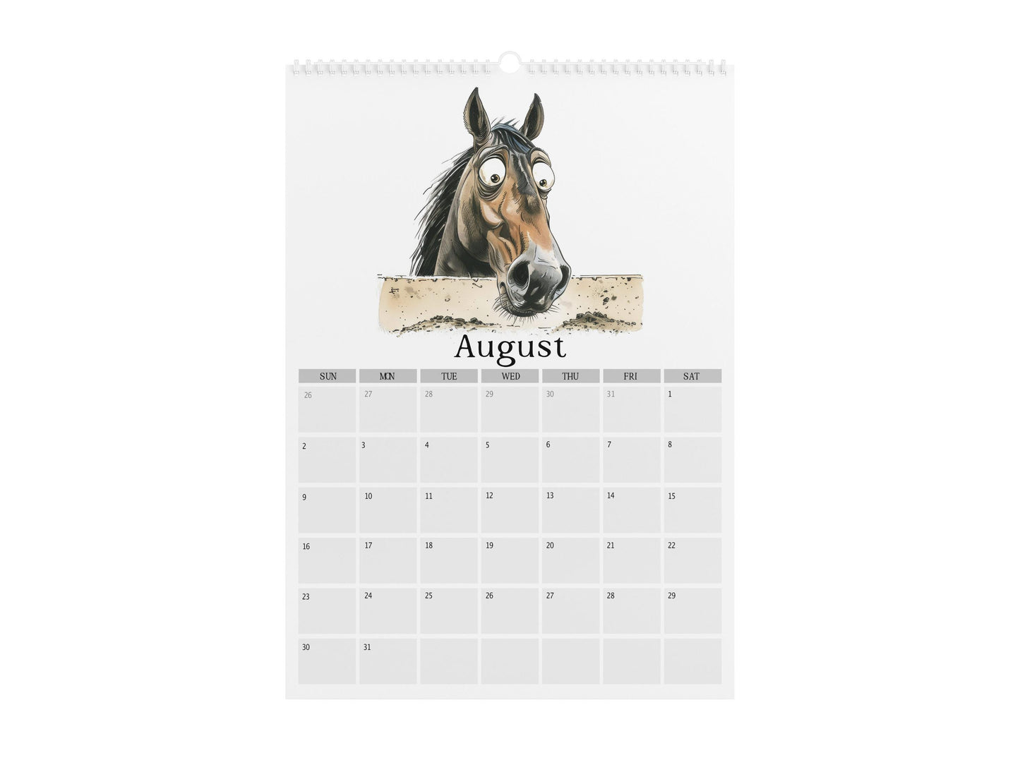 Funny Peeking Horse 2026 Wall Calendar, Whimsical Home & Office Decor, A4 Monthly Planner