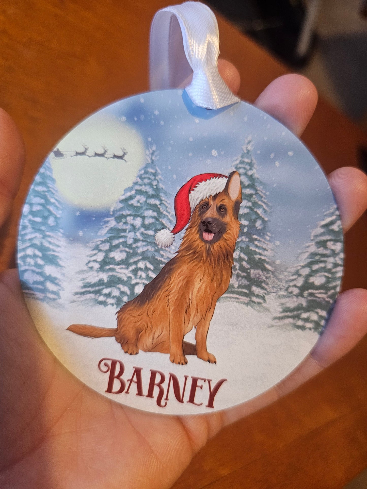 Personalised Christmas Tree Decoration, German Shepherd Xmas Dec, Black & Brown Shepherd Christmas Hanging Ornament, Metal Tree Decoration,